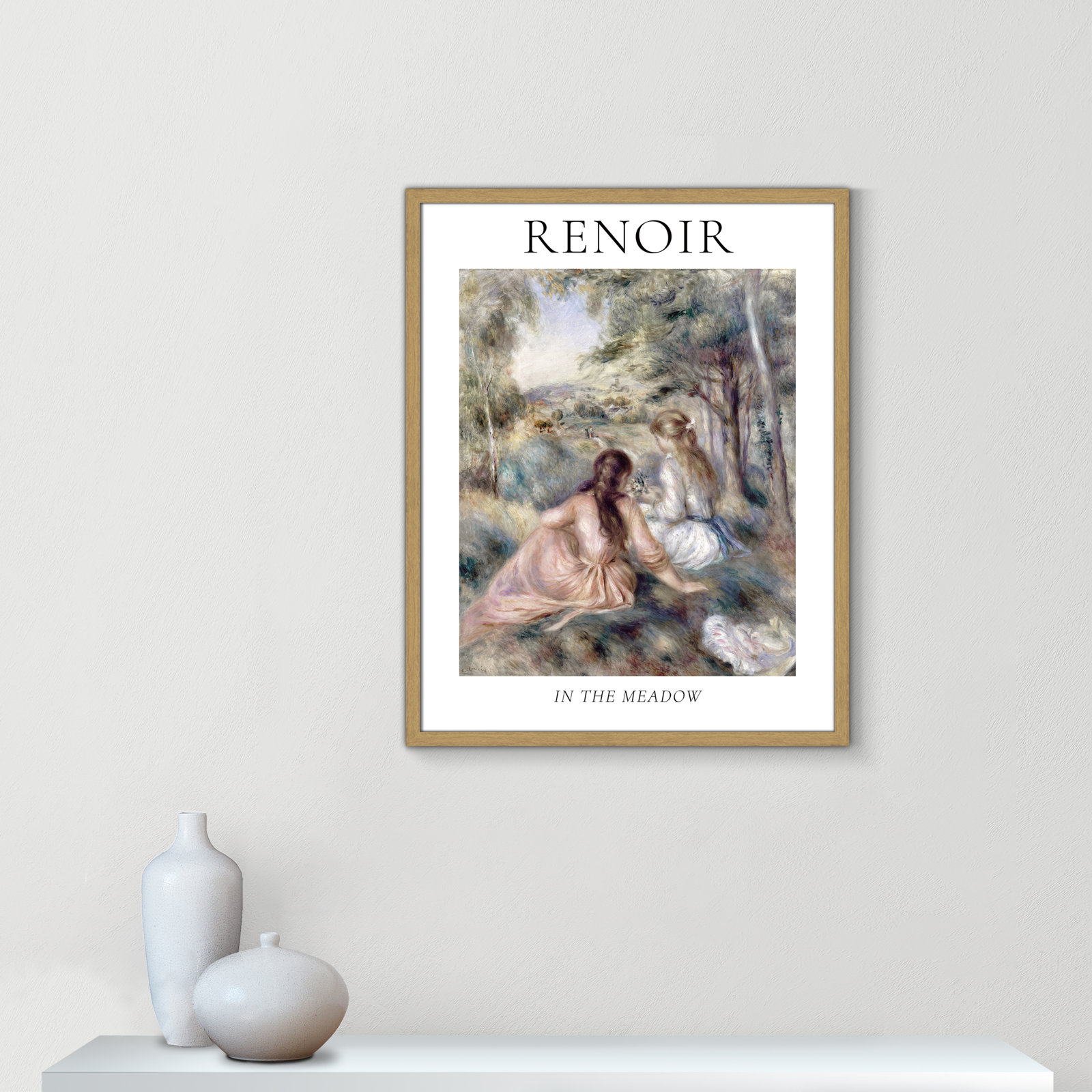 Old Masters Collection " In The Meadow " by Auguste Renoir, No, Natural Single Picture Frame, 29.5" H x 23.5" W x 0.75" D