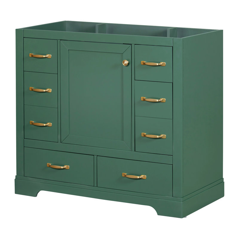 Armoire de salle de bain avec tablette réglable et six tiroirs