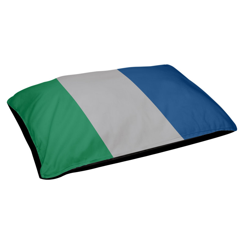 Coussin rectangulaire designer Kansas City, Moyen (L 30 po x l 40 po), Vert / gris froid / bleu foncé