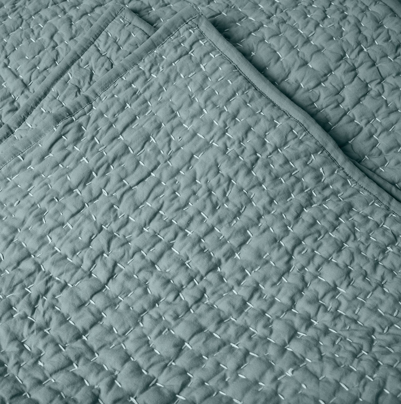 Pebbled Organic Cotton Quilt Set, Twin Quilt, Lagoon