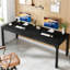 Long bureau d'ordinateur rectangulaire, bureau robuste pour 2 personnes, poste de travail de style industriel avec pieds réglables-505115714