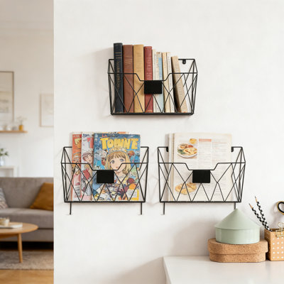 Hanging Wall File Organizer Metal Wall File Holder 3 Pockets