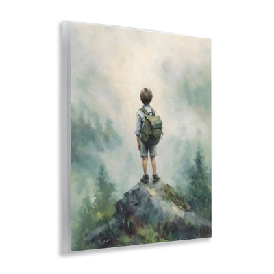 «Boy Adventurer Atop Mountain», plaque murale par Arlington Prints