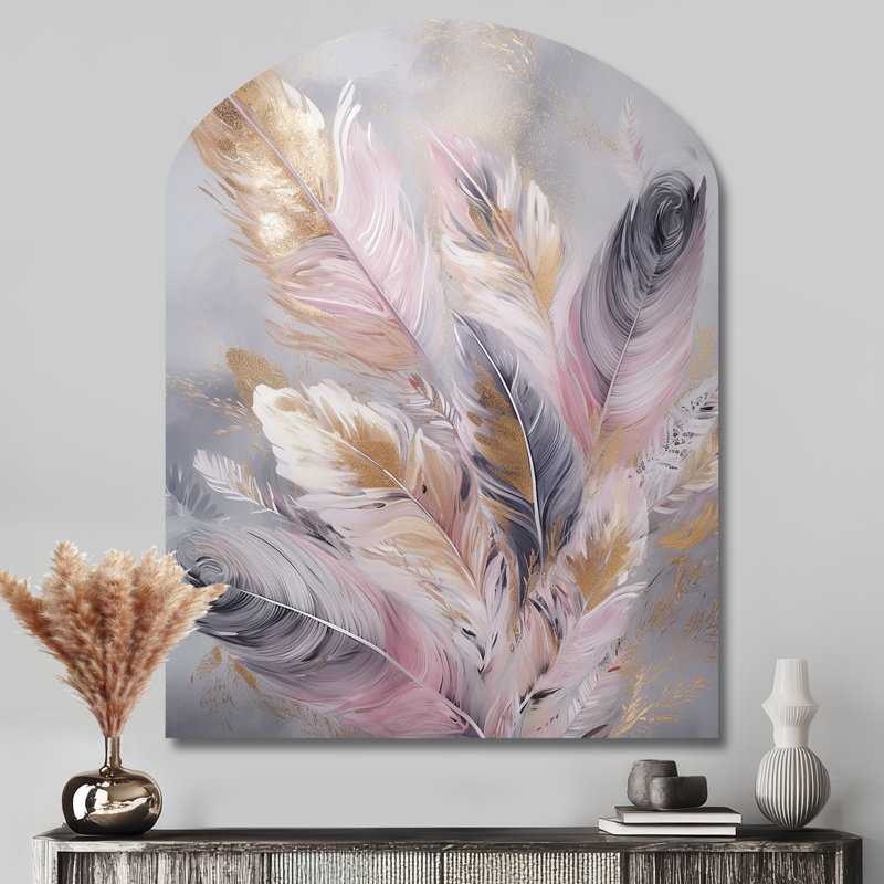 «Llewellyn - Arch Glam Feather», reproduction d'art asymétrique, H 43 po x l 33 po