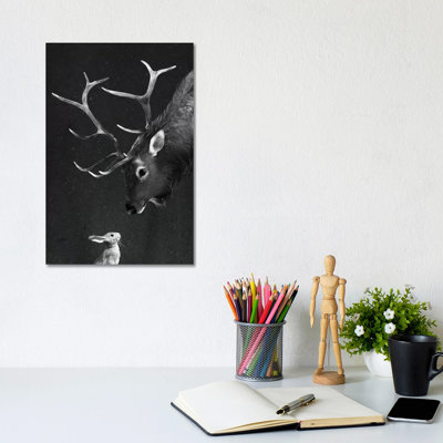 Elk & Rabbit by Laura Graves - Wrapped Canvas Print