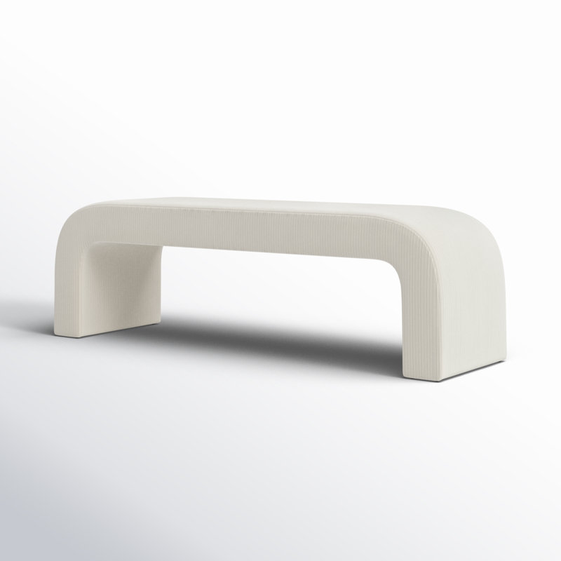Banc rembourré Daine, Velours crème