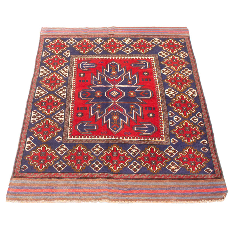 Tapis afghan tribal rouge 4 pi 2 po x 6 pi 1 po