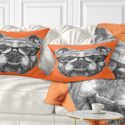Coussin bouledogue anglais avec verres