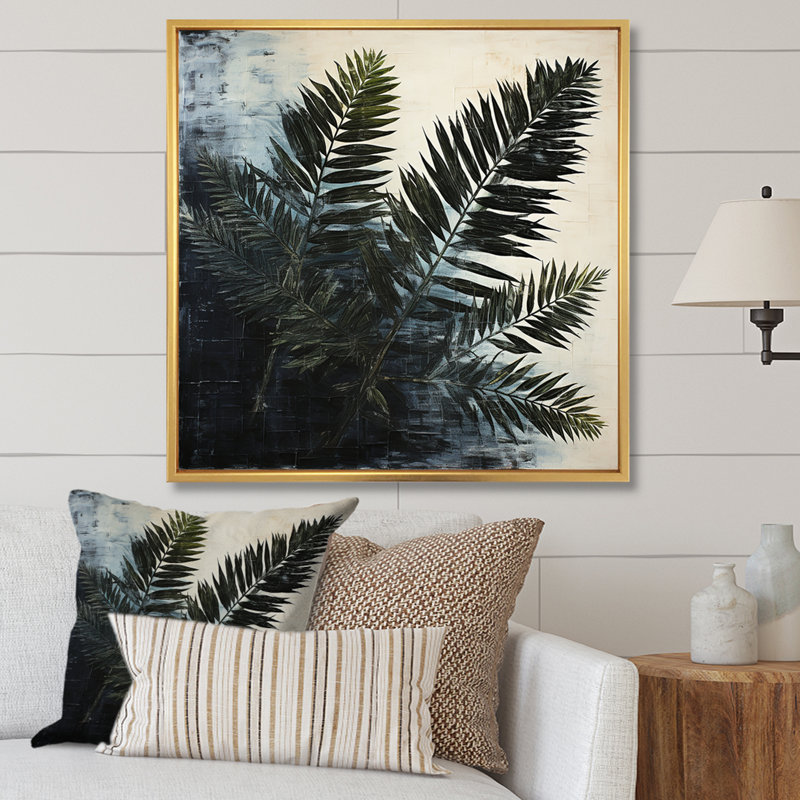 Toile épinette noire ombragée sur toile, Cadre flottant doré, H 30 po x l 30 po x P 1 po