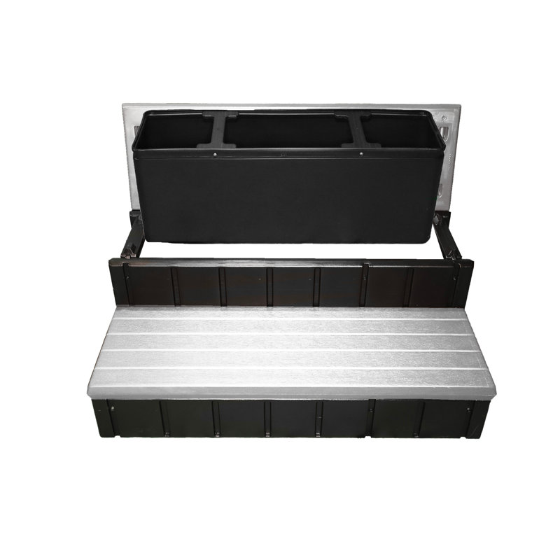 Gray and Black Resin Spa Storage Step with 300lb Capacity