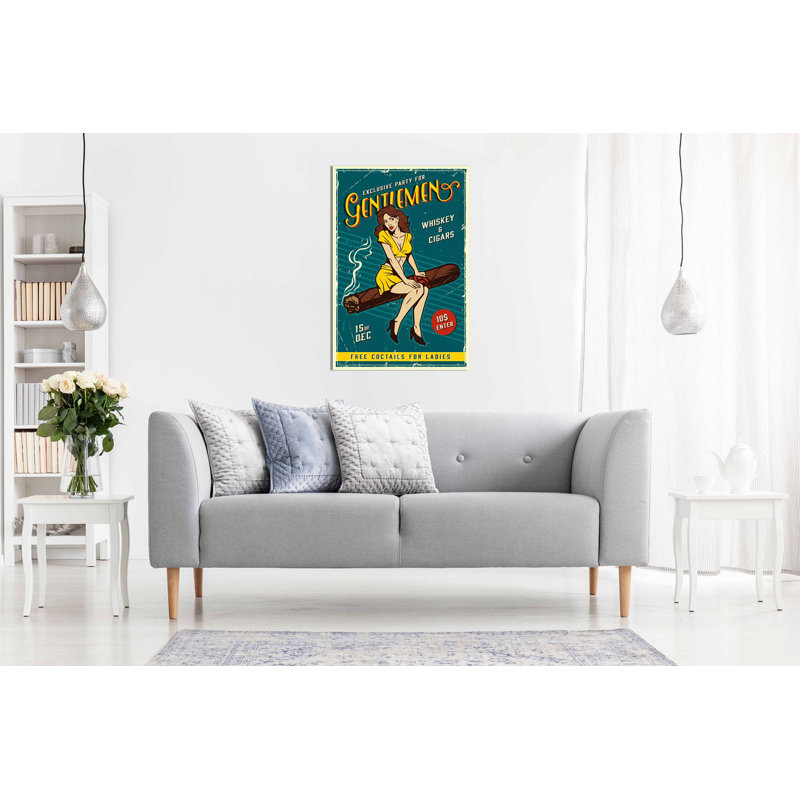 Gentlemen Club Whiskey And Cigars 1 - Wrapped Canvas Print, 61cm H x 41cm W