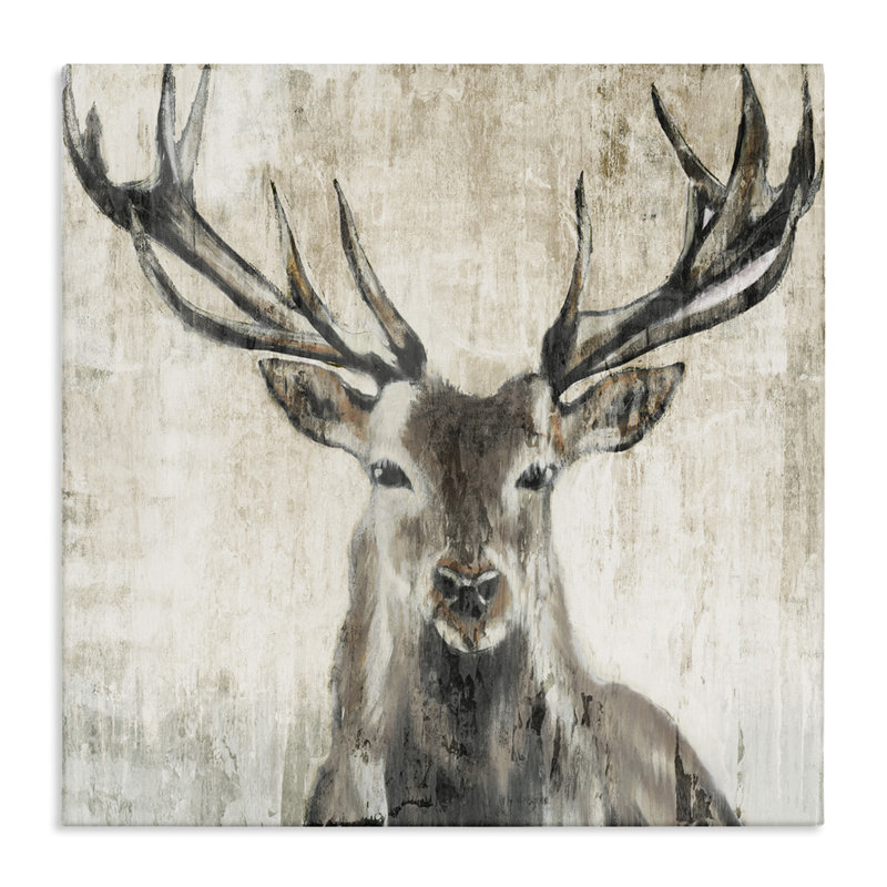 «Rustic Deer Elk Wildlife Portrait» par Liz Jardine, H 24 po x l 24 po x P 1,5 po