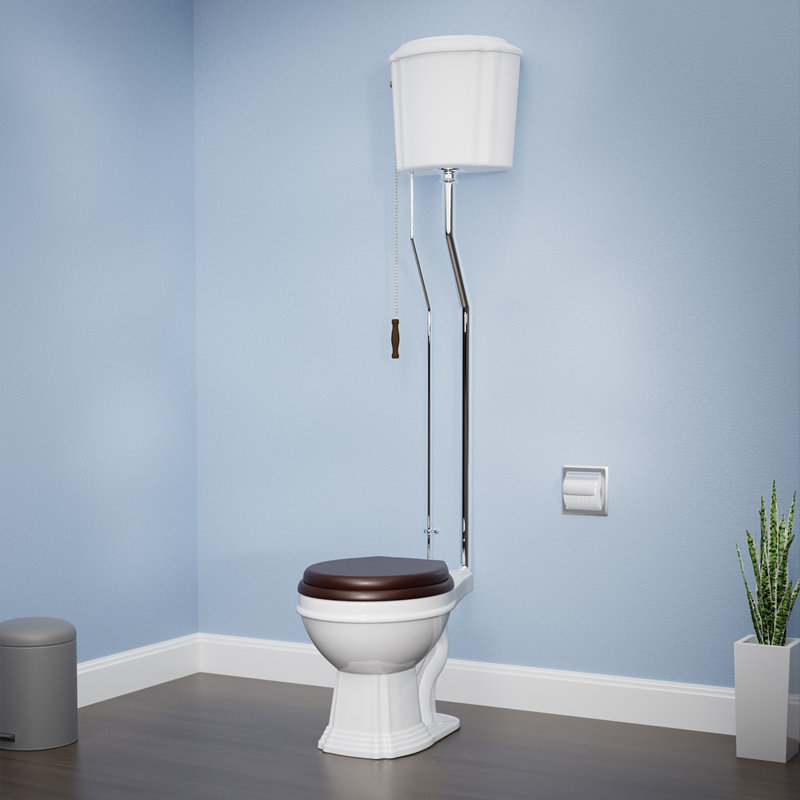 Toilette victorienne en céramique 1,6 GPF, Blanc / argent