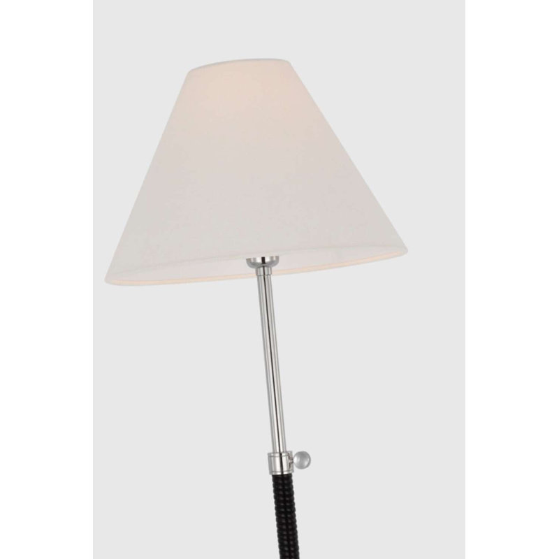 Basden Buffet Table Lamp, Polished Nickel/Black Rattan