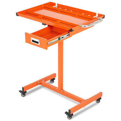 Chariot à outils robuste à roulettes, établi mobile en acier avec 4 roulettes pivotantes, poste d'atelier portable pour la réparation de garage et les projets de bricolage, avec tiroir