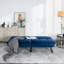 Lit 2 places en velours bleu marine avec accoudoirs réglables et rembourrage en mousse rembourré moderne-1279859024