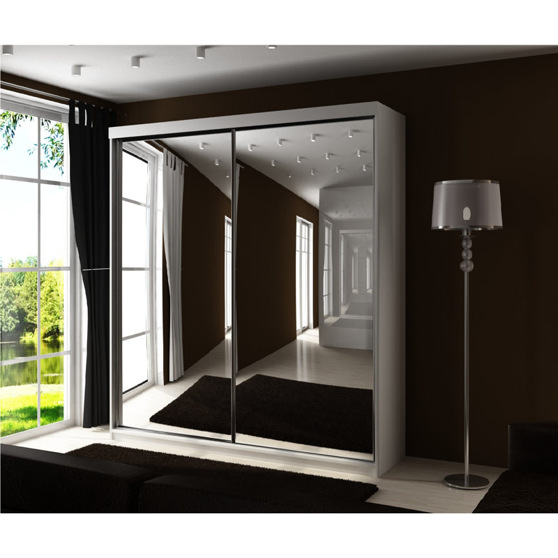 Friedlaender 2 Door Solid + Manufactured Wood Wardrobe, White