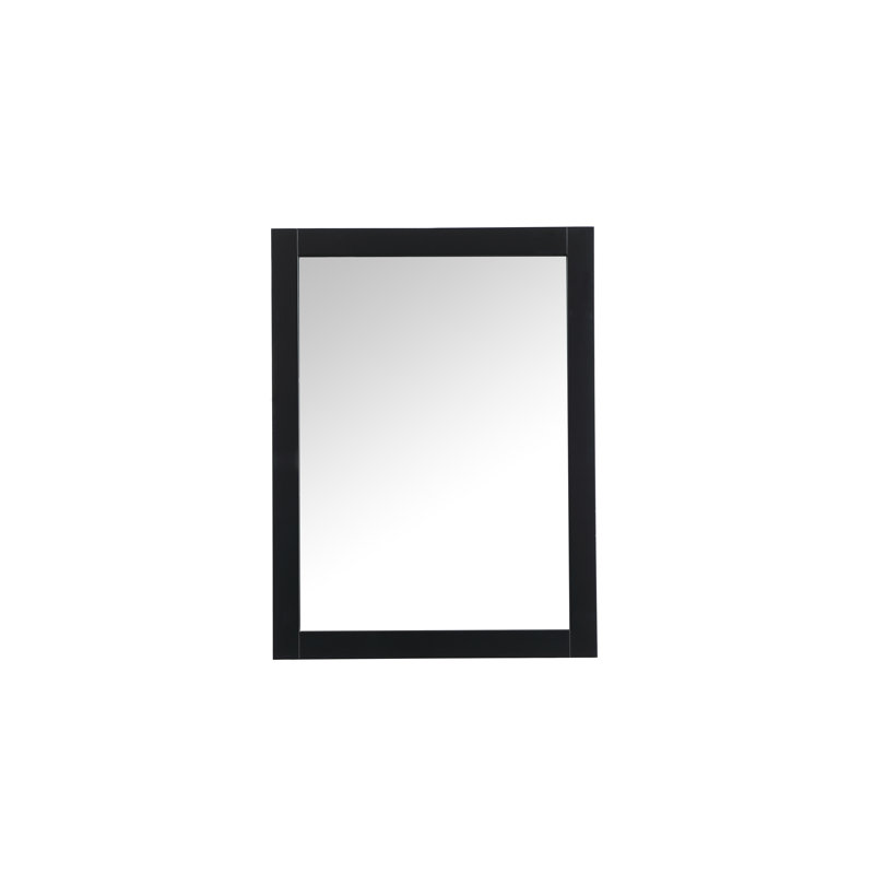 Rosenow Wood Flat Wall Mirror, Black, 32'' H x 24'' W