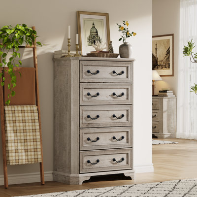 48" Tall Farmhouse 5-Drawer Storage Dresser for Bedroom