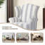 Duward Upholstered Stripe Navy Linen Wingback Accent Chair with Rolled Arm and Solid Wood Leg (Set of 2)-628223111