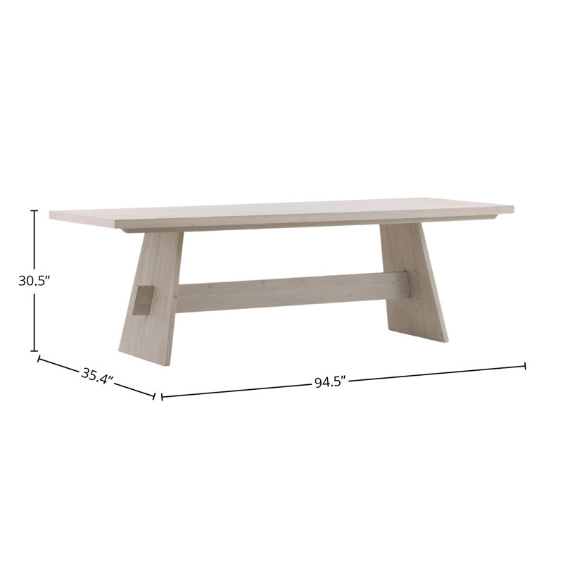 Phelan 95" Wide Reclaimed Pine Wood Dining Table, Whitewash