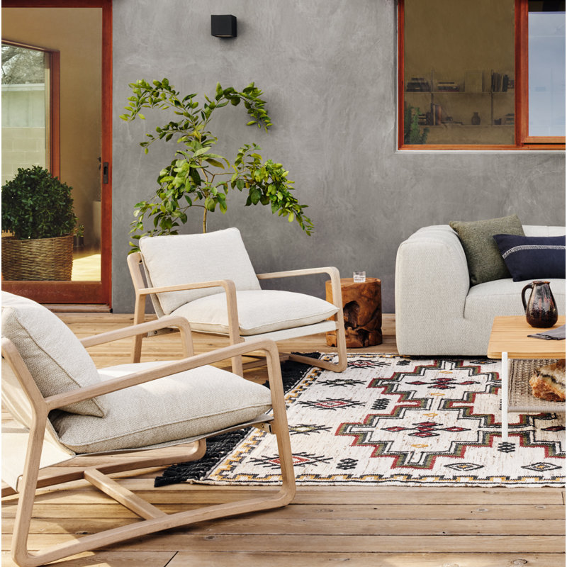 Lane Outdoor Teak Lounge Chair, Washed Brown, Faye Sand