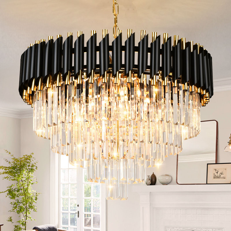 Anjelyn Chandelier, 8, Black/Gold, 40cm H x 60cm W x 60cm D