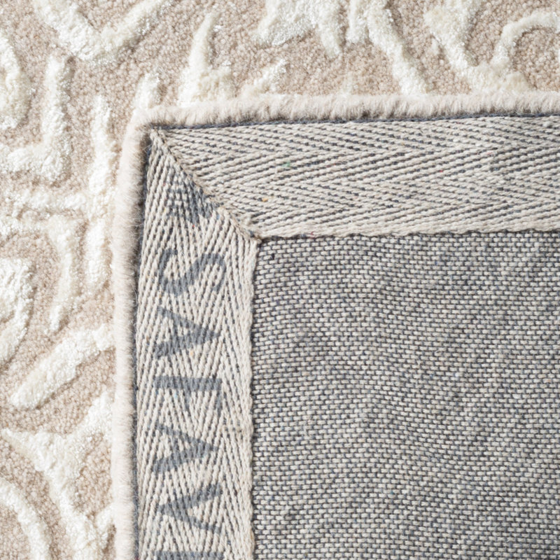 Bernon Hand Tufted Viscose/Wool Damask Rug in Beige, Rectangle 8' x 10'