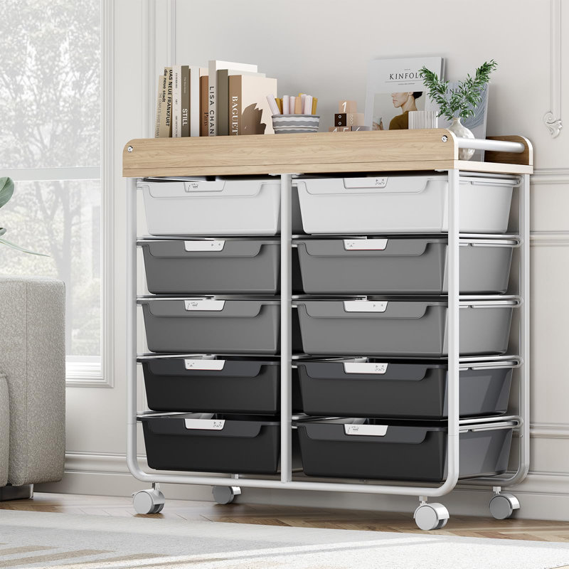 73.8cm H x 76.1cm W Book Cart, White/Grey