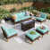 Phenice 7 - Person Wicker Outdoor Patio Furniture Set, Sectional Patio Set with Fire Pit Table