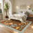 Scalloped Rug Machine Washable Floral Living Room Rugs Non Slip Bedroom Carpet for Nursery Dining Room Dorm Office-60734431-60734416