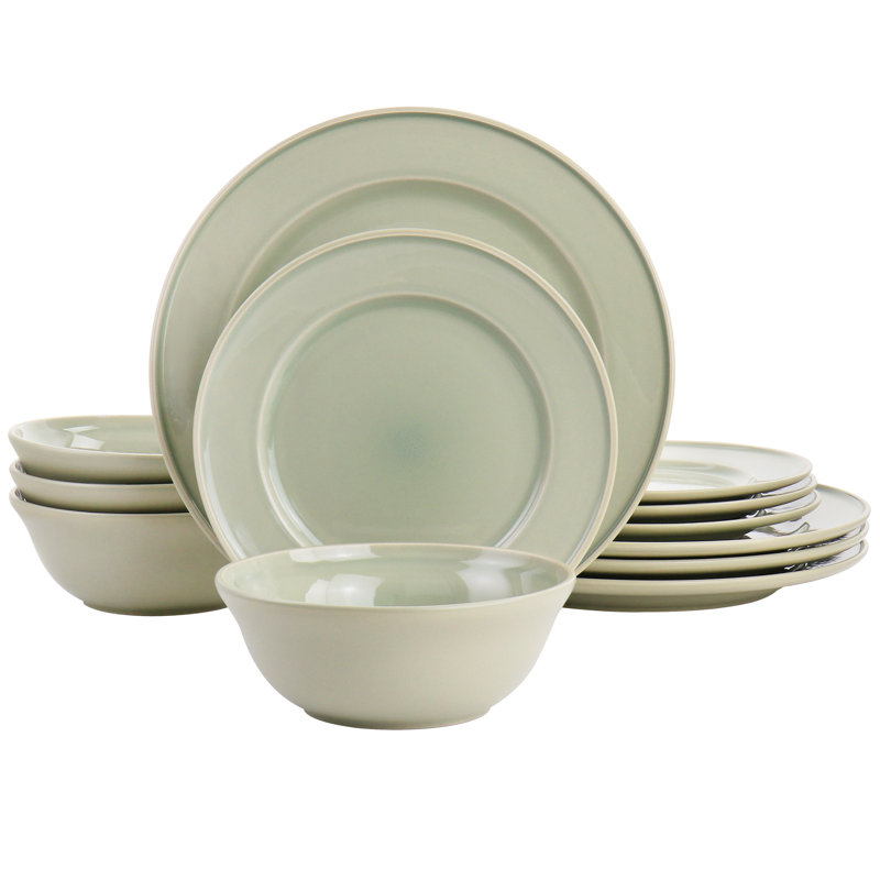 12 Piece Dinnerware Set, Service for 4, Sharkey Gray