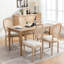 Chaises de salle à manger de style campagnard, structure en bois massif, assise rembourrée en lin et dossier en rotin tressé, ensemble de 2, pour un confort et un style optimaux (Chaise seule)-2071222683