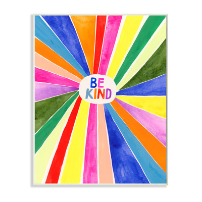 «Be Kind Expression Rainbow Stripe Burst» par Victoria Barnes - reproduction d'art