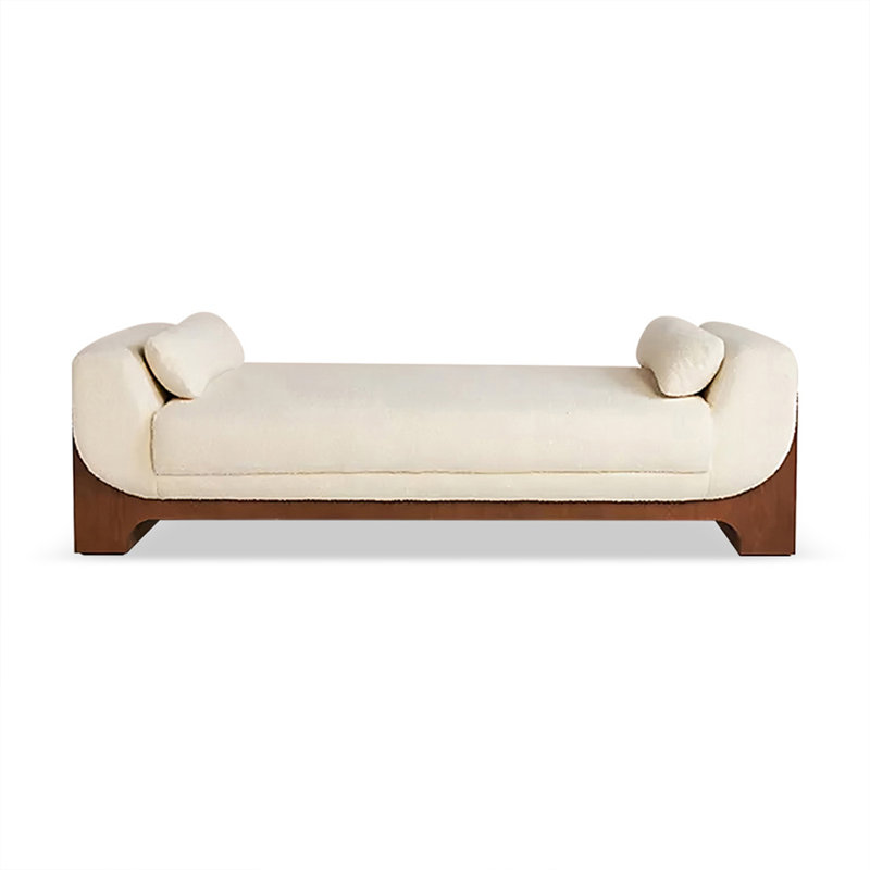 White Upholstered Bench, 16.54" H x 47.24" W x 19.69" D
