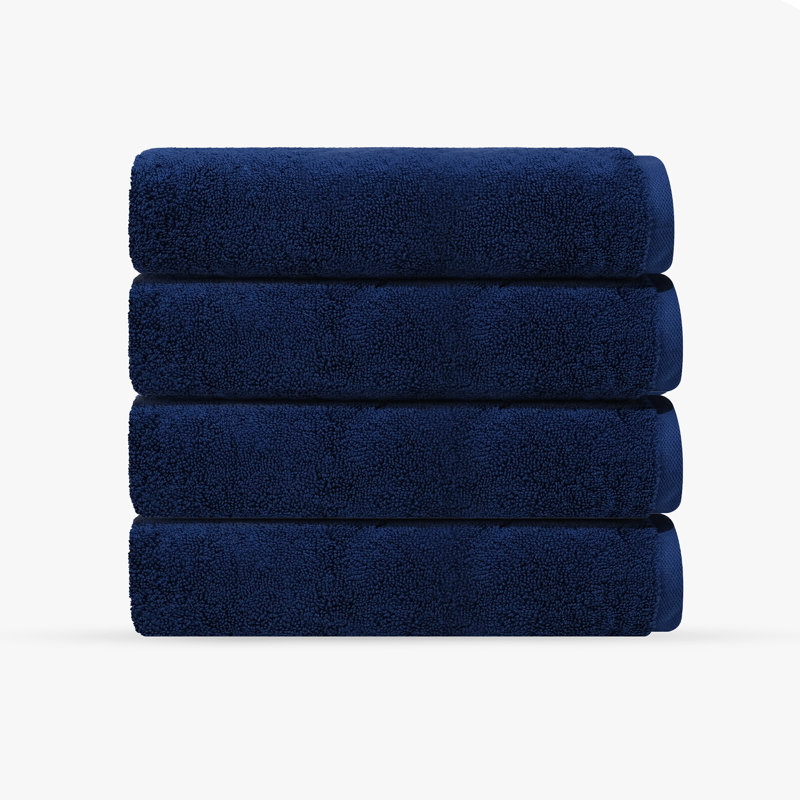 Mac 4 pcs Turkish Bath Towels Set, Navy