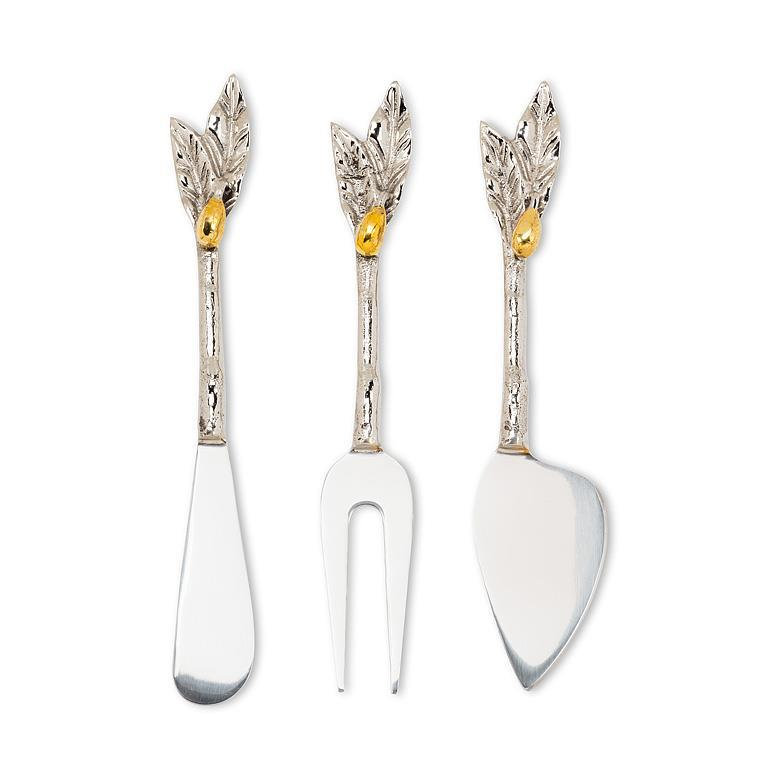 Ensemble de 3 outils à fromage olive et à feuilles