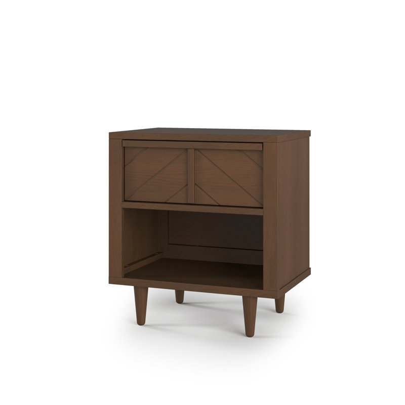 Surrey Hill 1-Drawer Nightstand with Shelf, Toasted Chestnut Brown