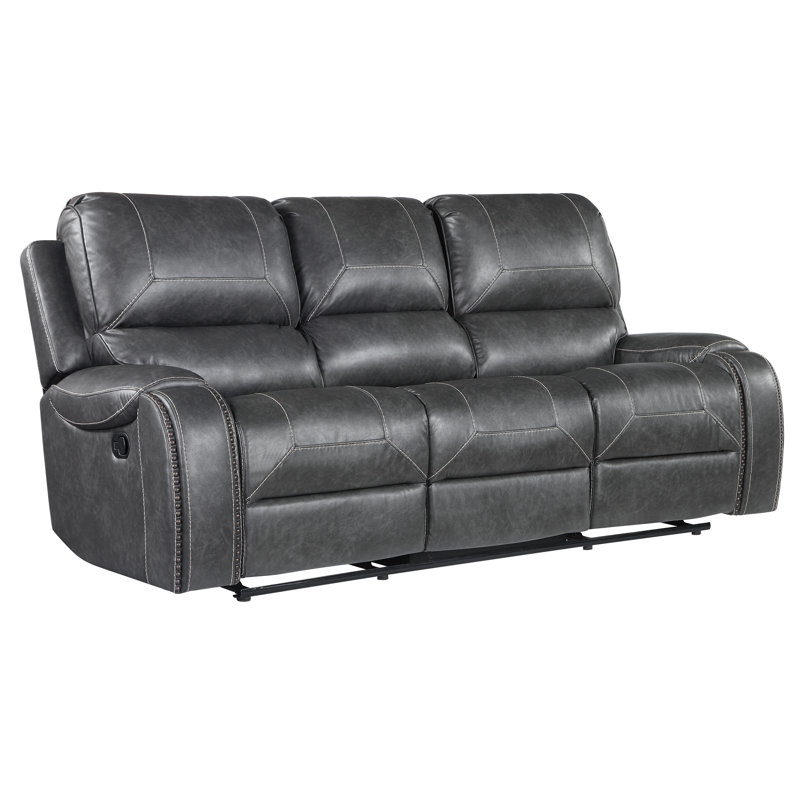 Wakita 86'' Faux Leather Reclining Sofa, Gray