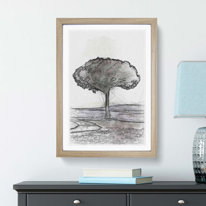 Tree in Tuscany Italy in Abstract - Framed Print, Oak, 76cm H x 50cm W x 2cm D