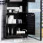 Grande armoire de rangement pour salle de bain noire - autoportante étroite avec 2 armoires, tablette réglable et comptoir pour la salle de bain, le salon, le bureau, l'entrée
