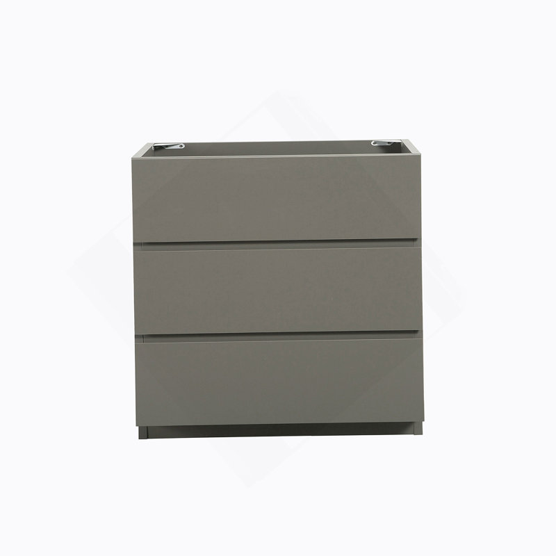 Armoire de plancher SANS lavabo, couleur grise, avec trois tiroirs