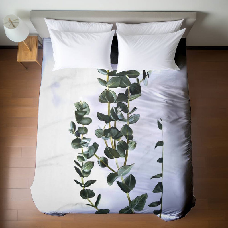 Botanical Green Eucalyptus Queen Duvet Cover - Bedroom Decor