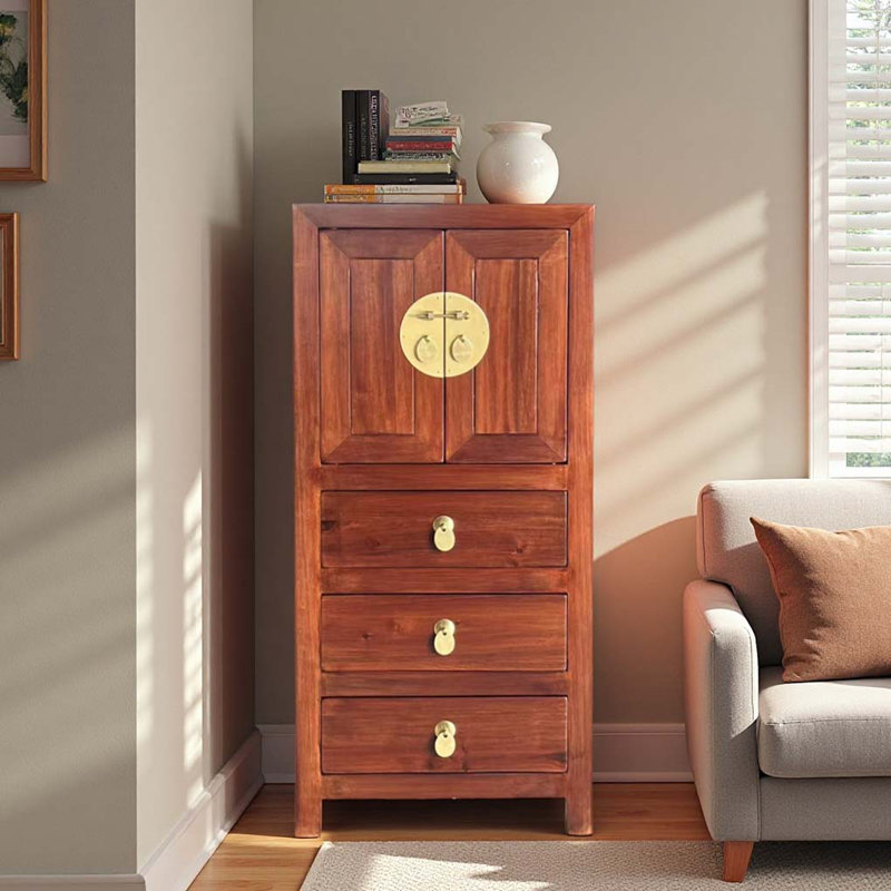 Armoire d'entrée en bois de camphre massif, Bois brun foncé