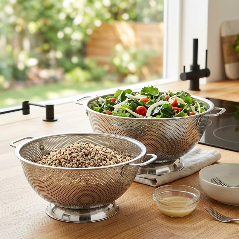 3QT & 5QT Micro-Perforated Stainless Steel Colander Set