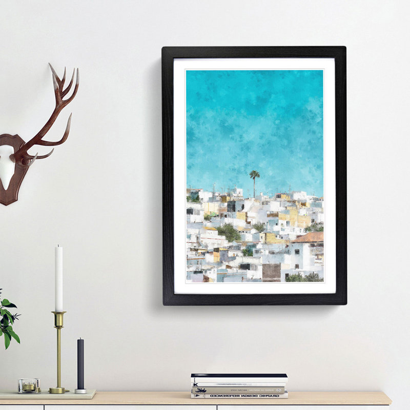 Rooftops in Montecorto Spain - Picture Frame Graphic Art Print, Black Framed, 45cm H x 33cm W x 2cm D