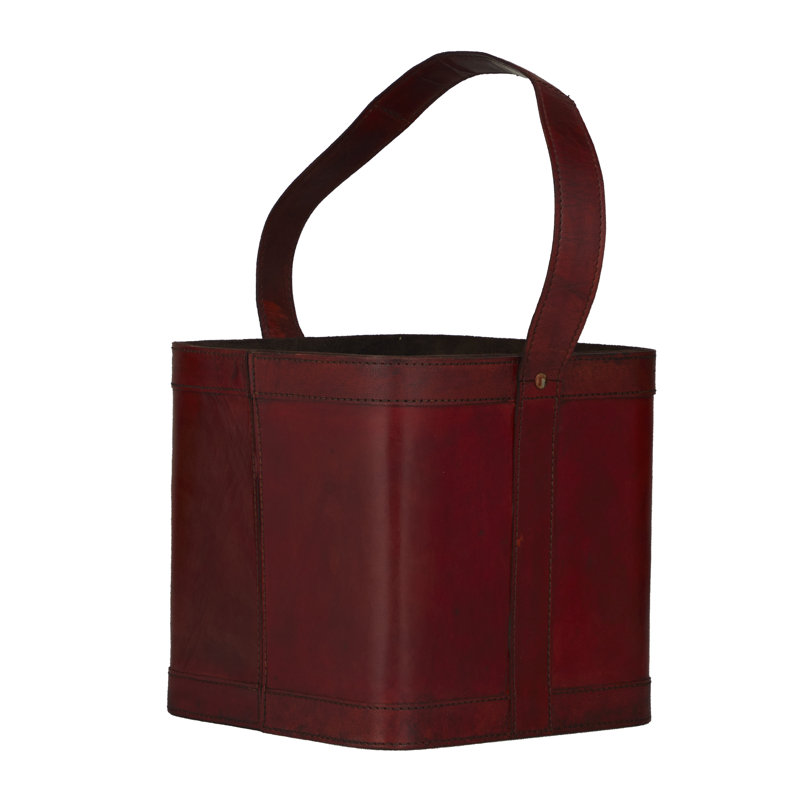 Modern Leather Carrier, 9.35" H x 9.35" W x 8.95" D, Red