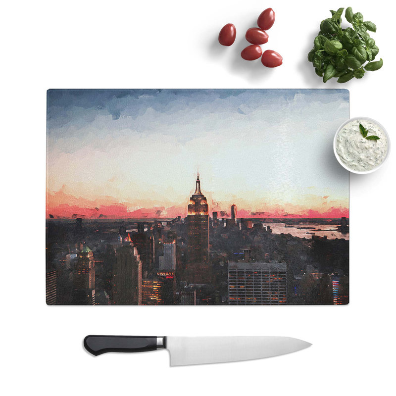 Tempered Glass The Empire State in New York in Abstract Chopping Board, 39 cm W x 28.5 cm L