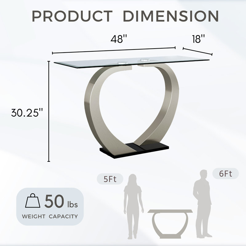 48'' Glass Top Console Table