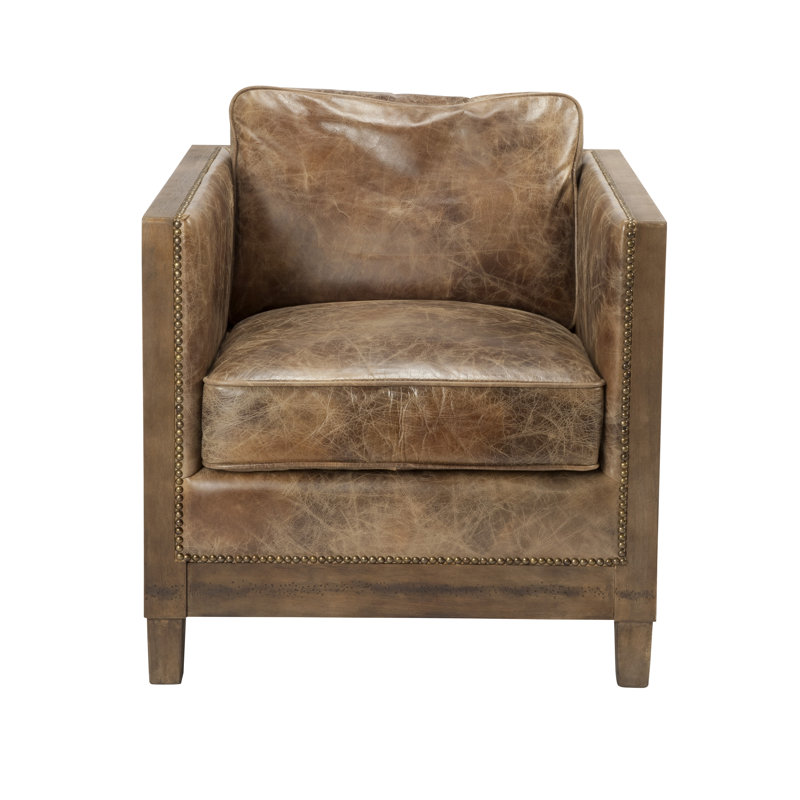 28" Wide Top Grain Leather Club Chair